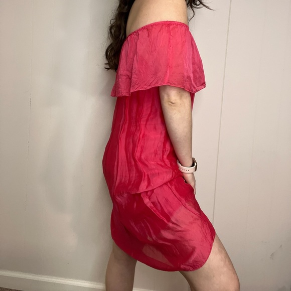 Aldo Marino Positano Italian Silk Blend Summer Dress in Pink - Picture 9 of 15